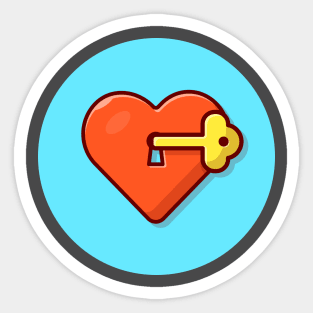 Love And Key Cartoon Vector Icon Illustration Sticker